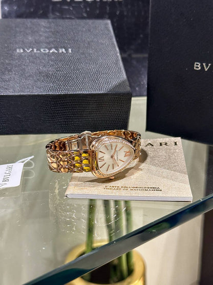 BVLGARI SERPENTI SEDUTTORI Gold and White Analog Watch For Women