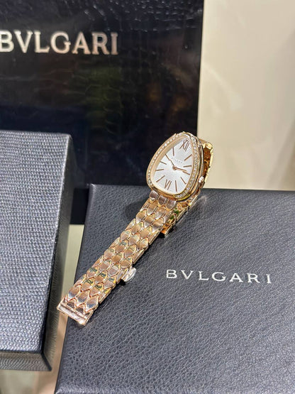 BVLGARI SERPENTI SEDUTTORI Gold and White Analog Watch For Women