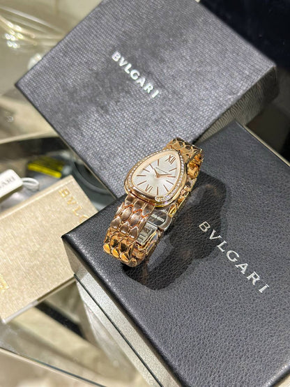 BVLGARI SERPENTI SEDUTTORI Gold and White Analog Watch For Women