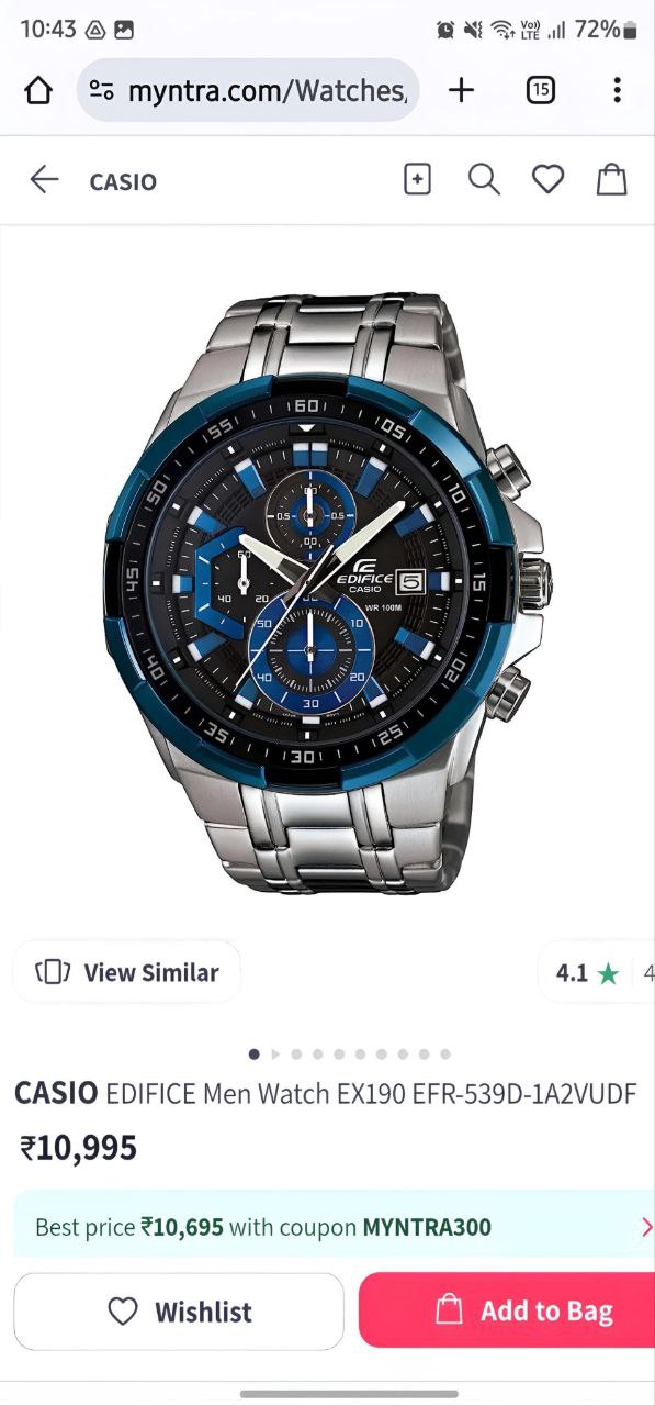 Casio Edifice Blue EFR - 539 Analog For Men