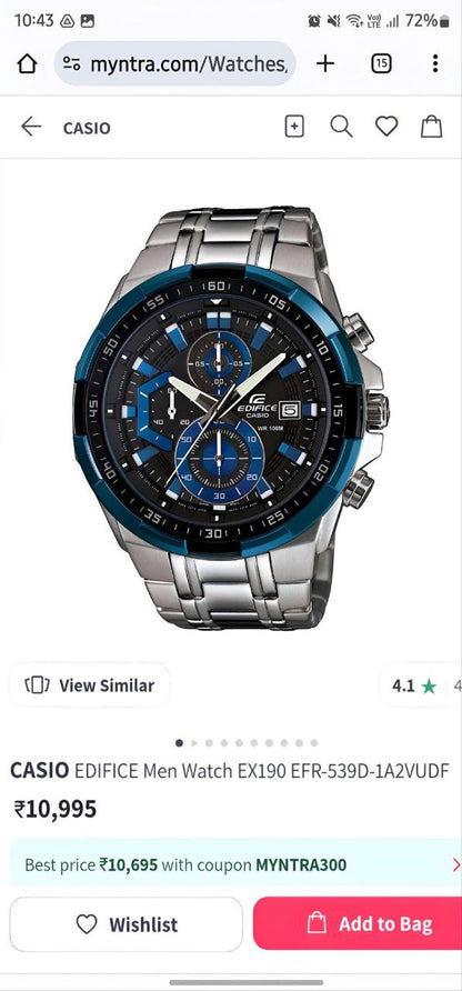 Casio Edifice Blue EFR - 539 Analog For Men