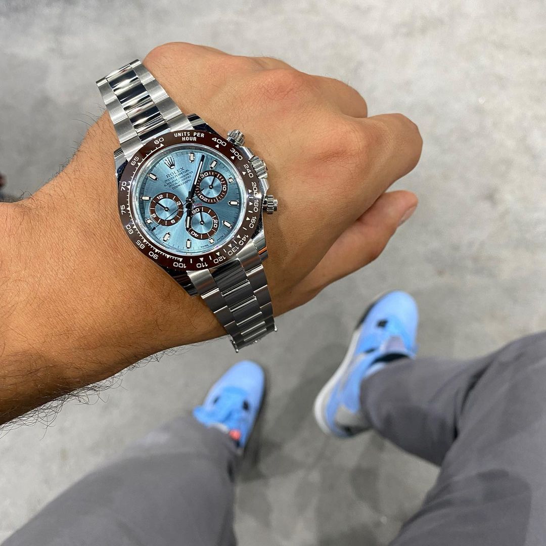 Rolex cosomograph Daytona blue dial watch with ceramic ring