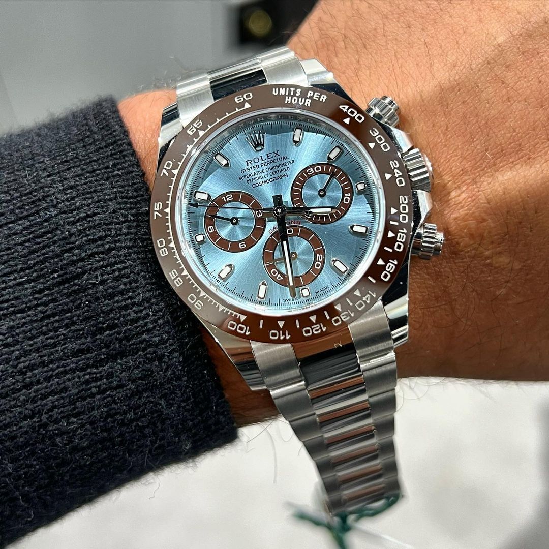 Rolex cosomograph Daytona blue dial watch with ceramic ring